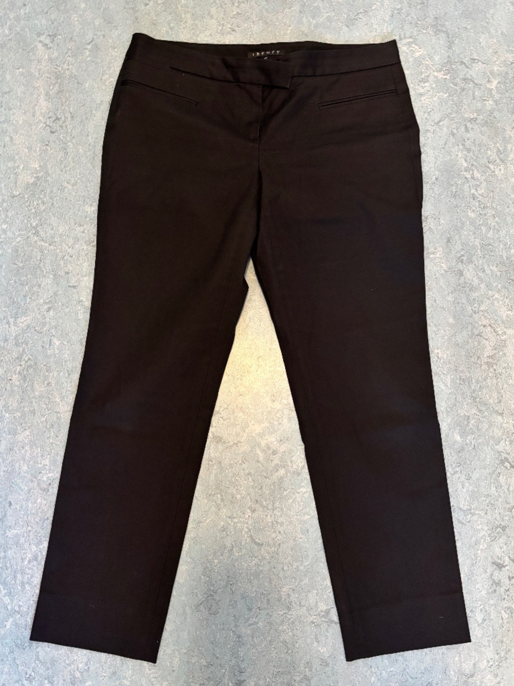 Theory Black Straight Leg Stretch Trousers Size 10